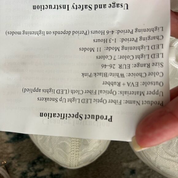 Fiber optic LED light up White Embroidered Sneakers, new without tags box, 9 - Picture 3 of 4